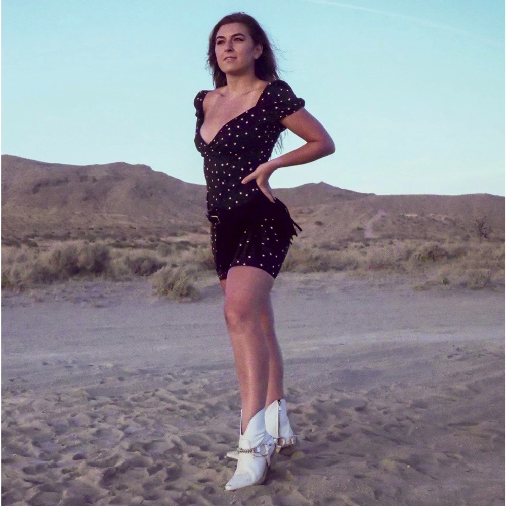 by The Way. Black White Star Print Puff Sleeve Mini Dress XS